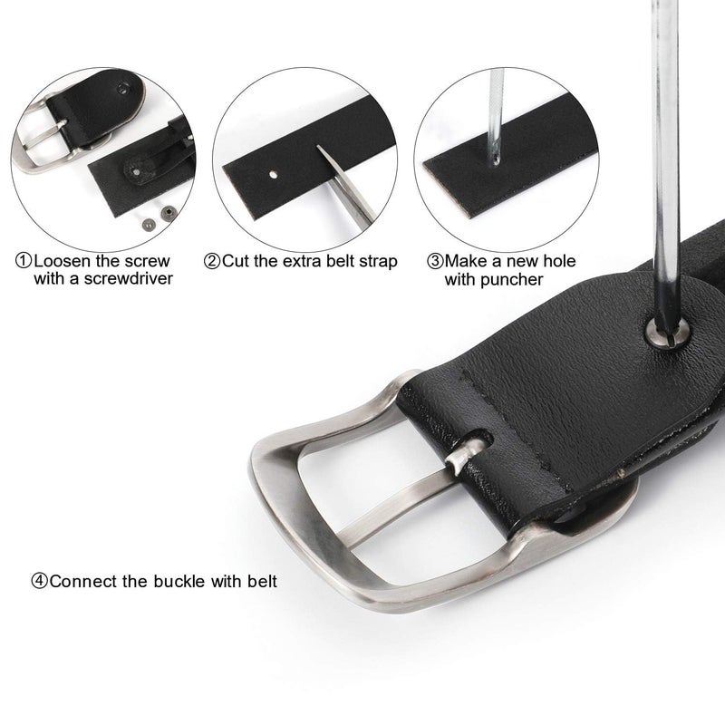 WHIPPY Women Leather Belts for Jeans Pants Fashion Dress Belt for Women with Solid Pin Buckle, Black, L - Image 5